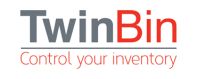 Red and grey TwinBin logo with the strapline Control your inventory